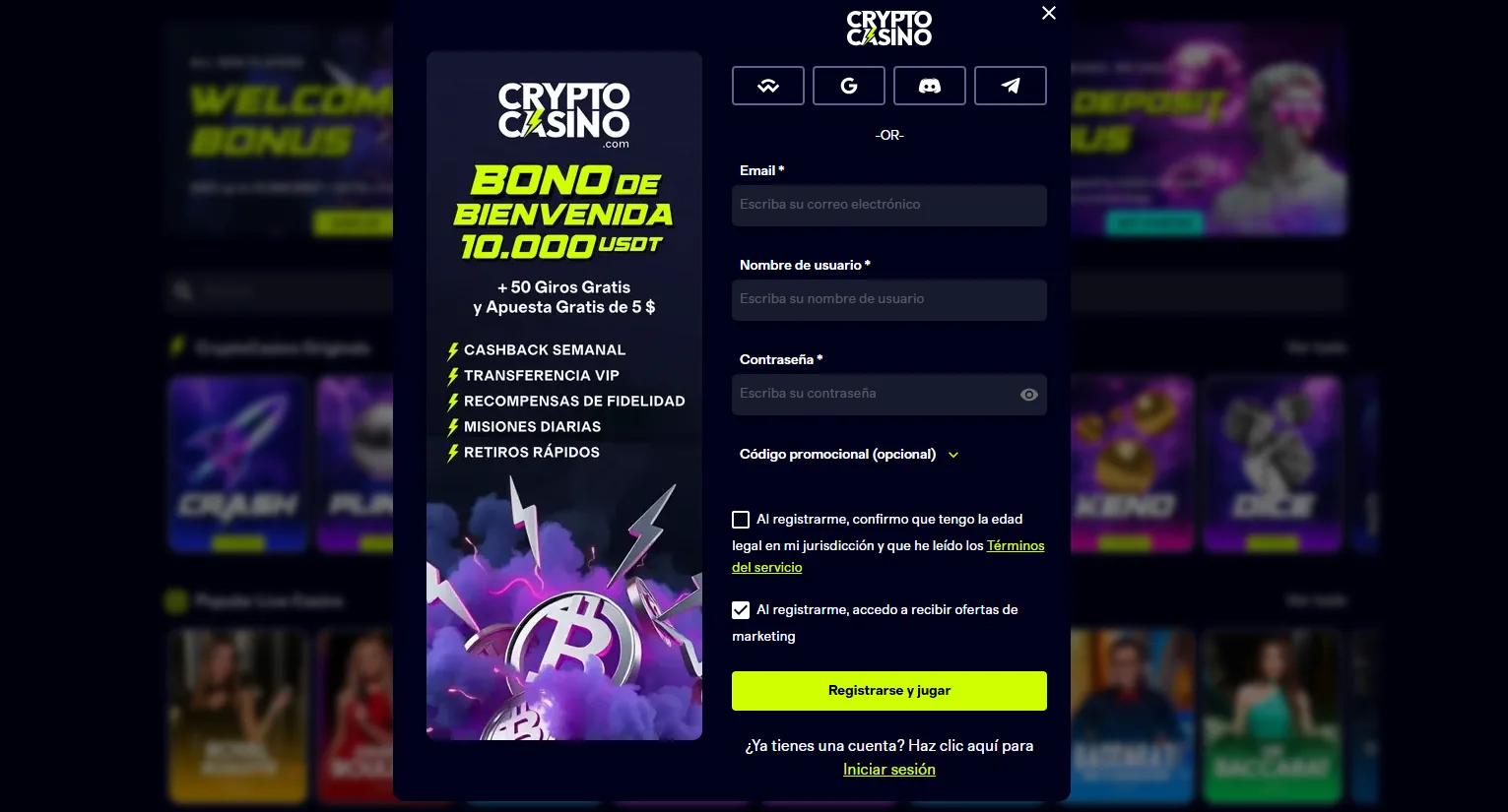 cryptocasino registro
